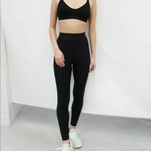 Alexander Wang Uniqlo Heat Tech Extra Warm Ribbed Black Leggings Sz XS EH